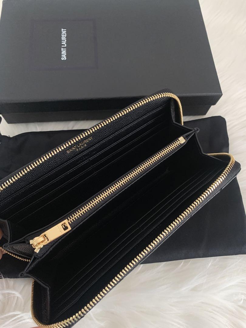SAINT LAURENT 黒 レザー 長財布 YSL 小銭入れ カード