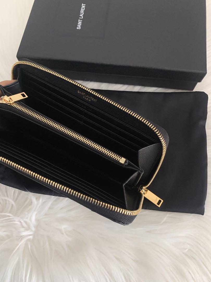 SAINT LAURENT 黒 レザー 長財布 YSL 小銭入れ カード