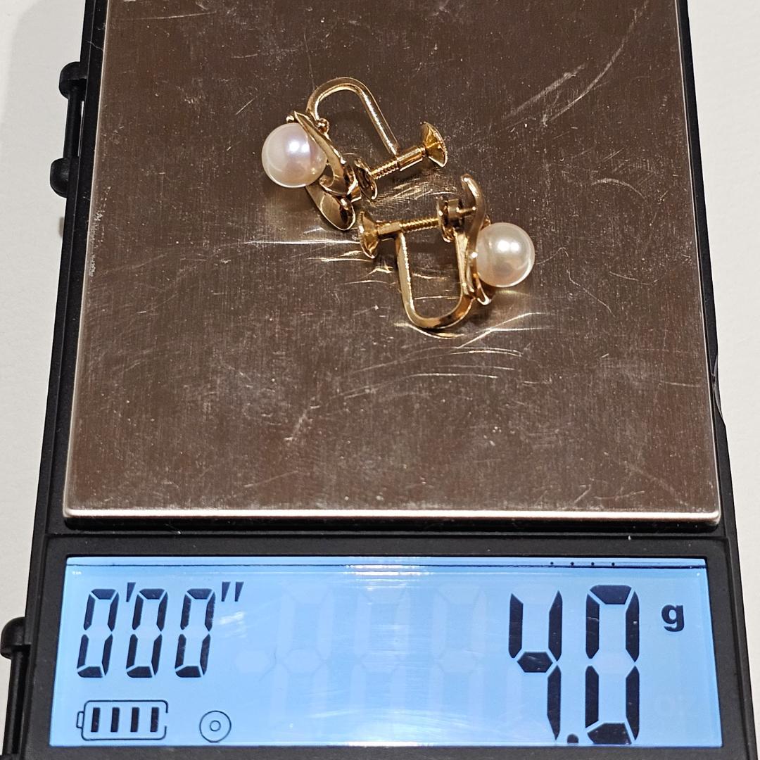 1704 ミキモトパールイヤリングK14YGイエローゴールド6.5mmMIKIMOTO
