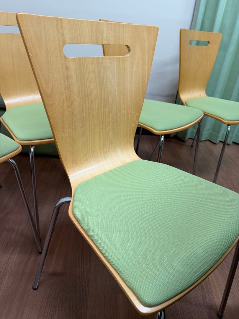 ダイニングチェア 5脚セット ナチュラル グリーンやや傷や汚れあり MARWIL-DEMENAGEMENTS_CH