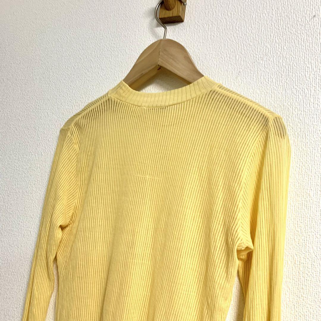 オープニング 大放出セール AURALEE ✨ イエロー リブモックネックロングスリーブTシャツ トップス