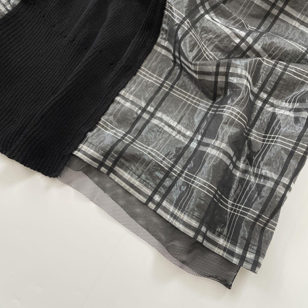 【美品】zucca ワンピース　切替　ロング　M ズッカ　ブラック　シアー
