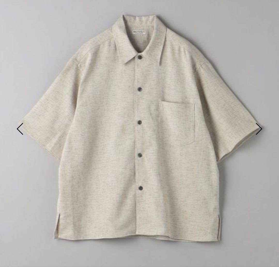 【美品】BEAUTY&YOUTH 半袖ツイードシャツ ベージュ　メンズ