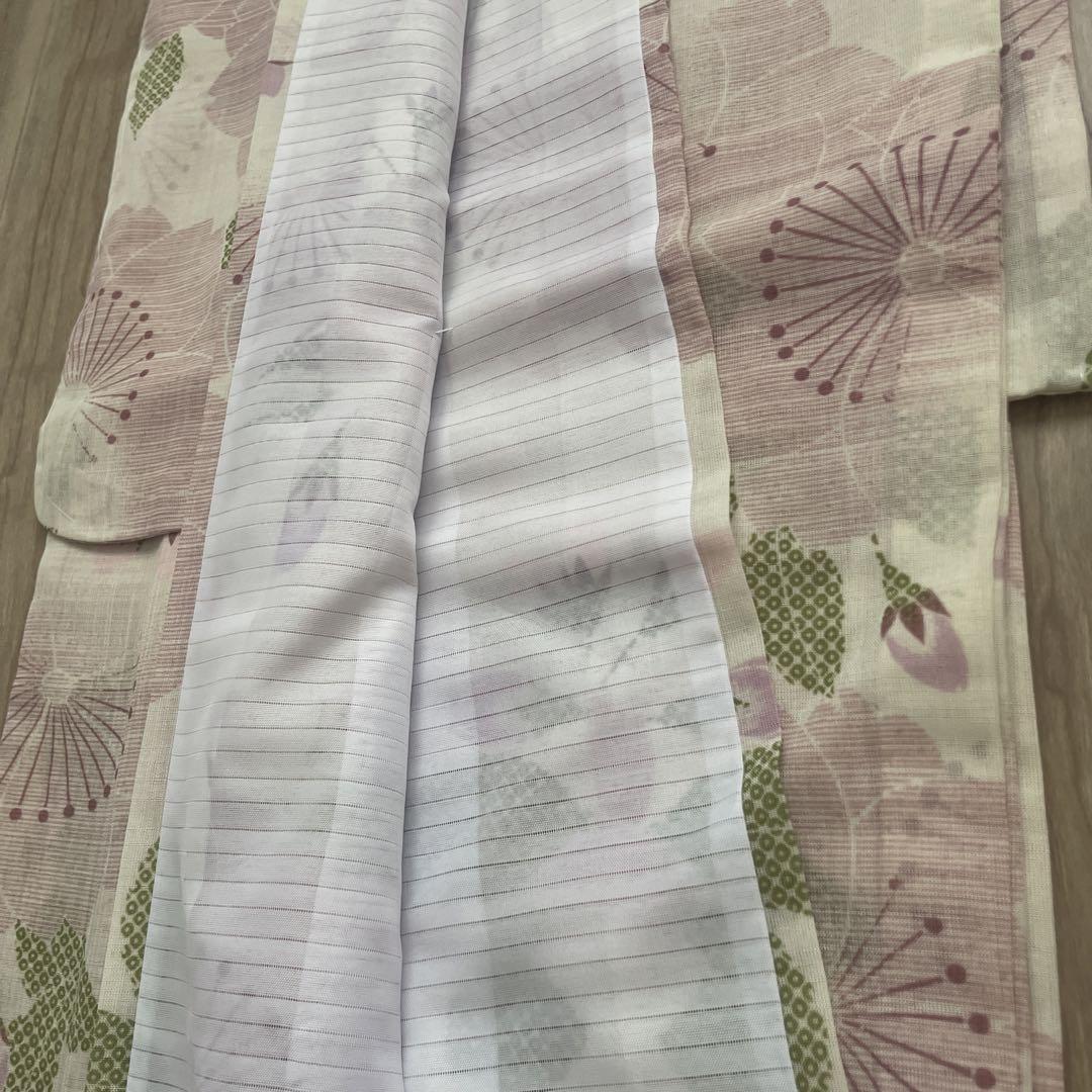新品】洗える着物 夏のきもの 紗きもの Lサイズ さくら キナリ