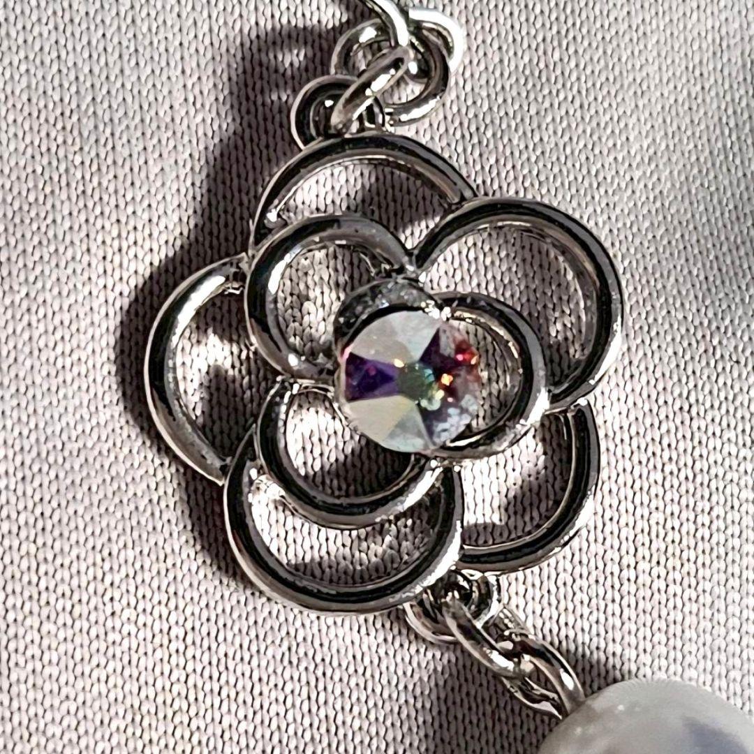 (16)　スカシカメリア　スワロフスキー・ふわふわ　ミンクファー　パール　ピアス