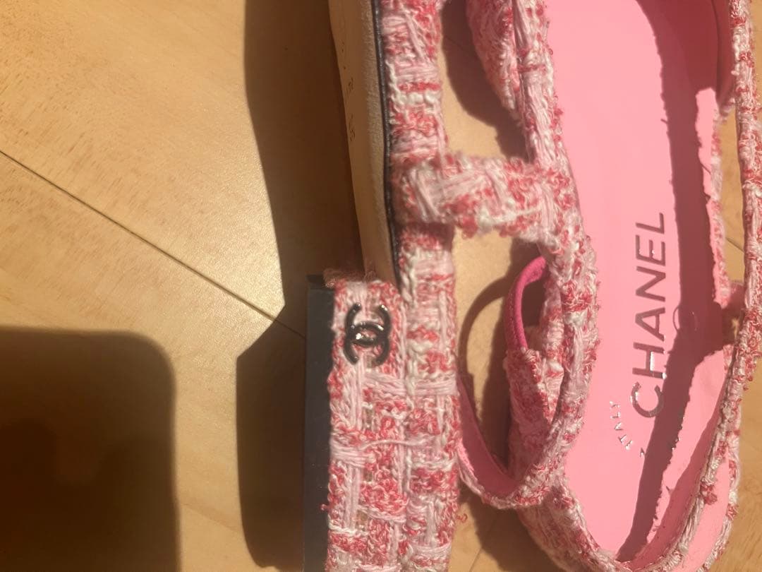 CHANEL ピンク ツイード サンダル 3925cm KIN-KAAI_COM