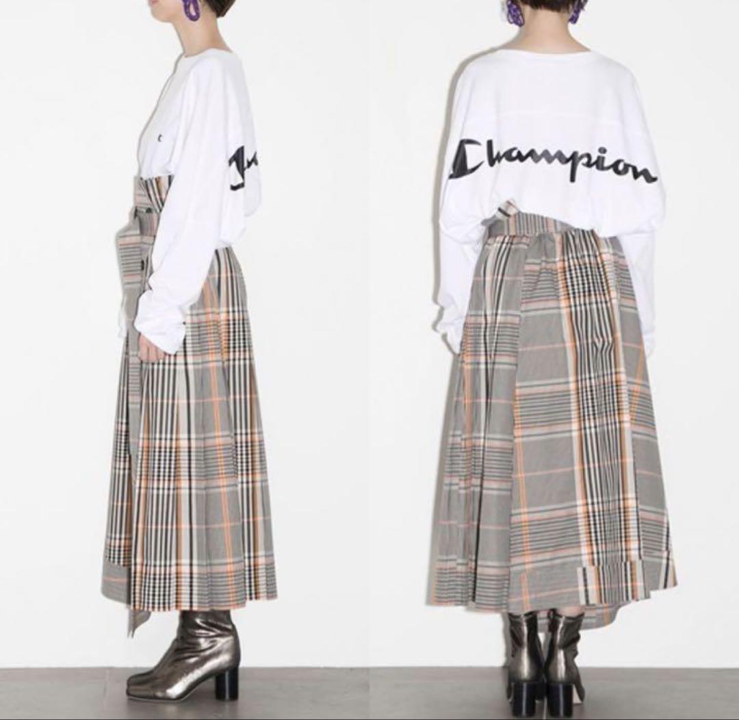 FRAY I.D チェック柄フレアスカート ベルト付き