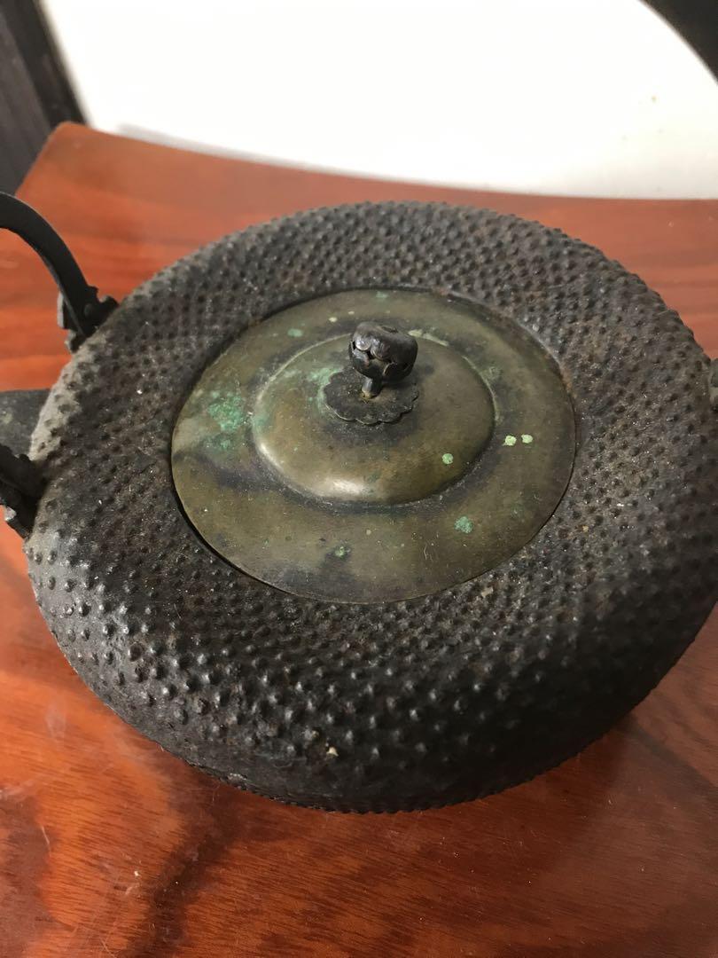 骨董　鉄瓶　茶道具　注口まで幅21×口径7×高17cm