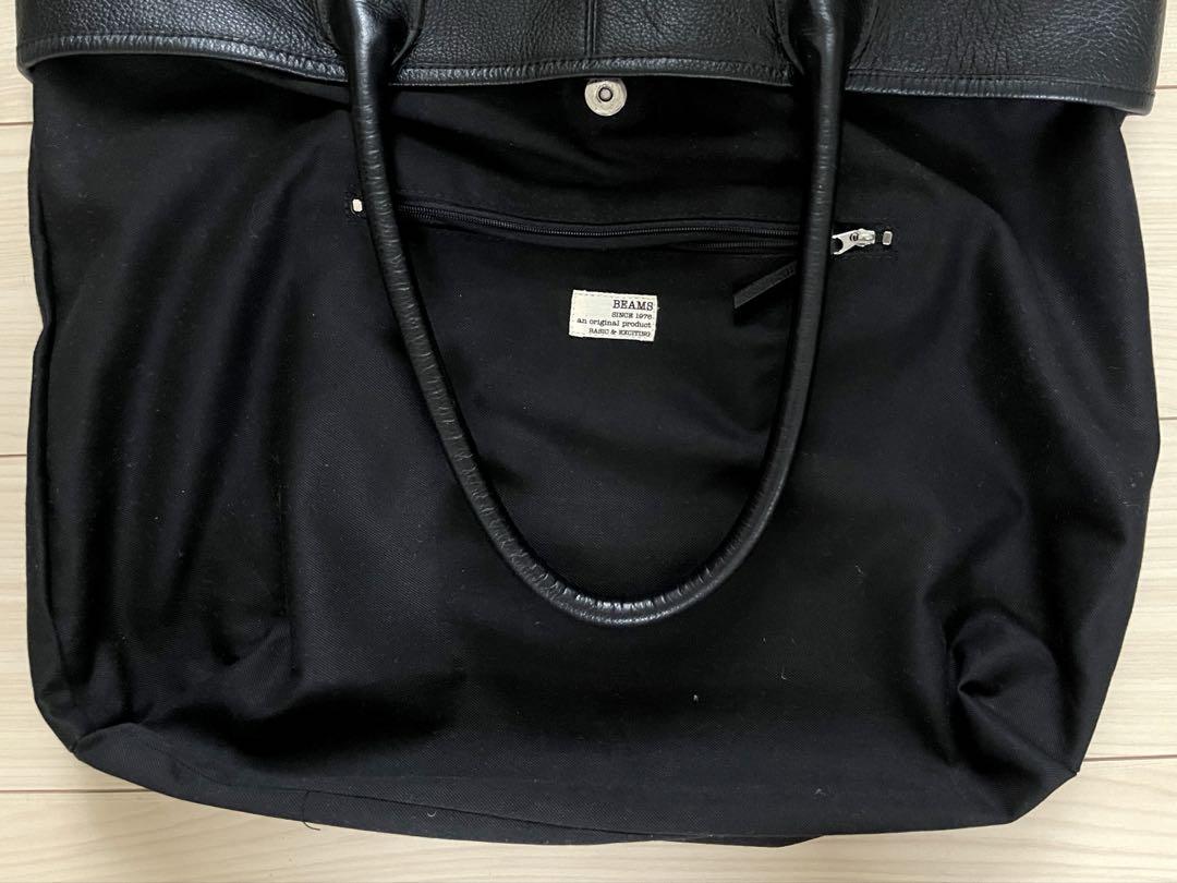 BEAMS シュリンクレザー トートバッグ 黒 ブラック