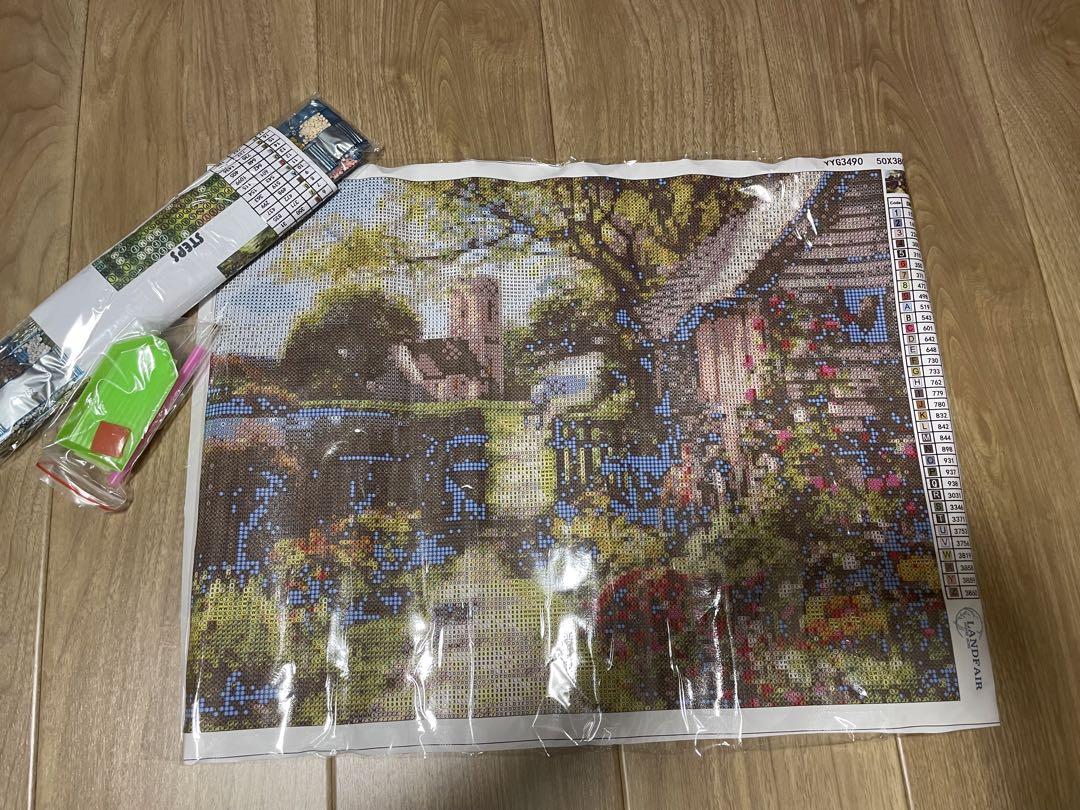 ダイヤモンドアート キット 38 x 50cm 古い教会の道 ダイヤモンド