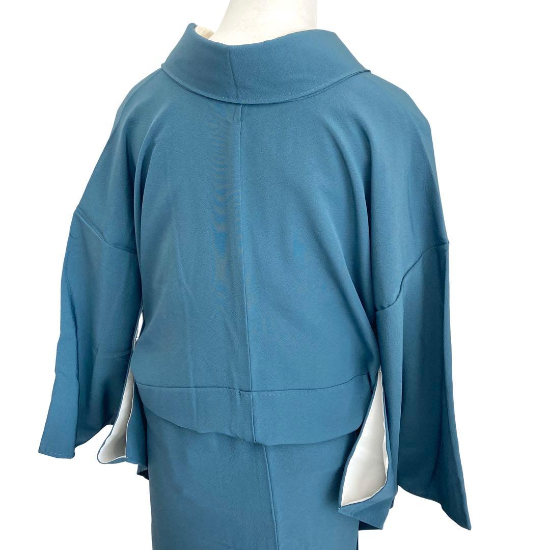 ブルーグレー 仕付け糸付き 色無地 着物 紋なし NO56 ブルーグレー 仕付け糸付き 色無地 着物 紋なし NO56