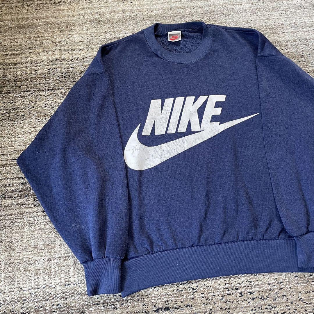 90s NIKE ヴィンテージスウェット 銀タグ ロゴ フェード ナスコン