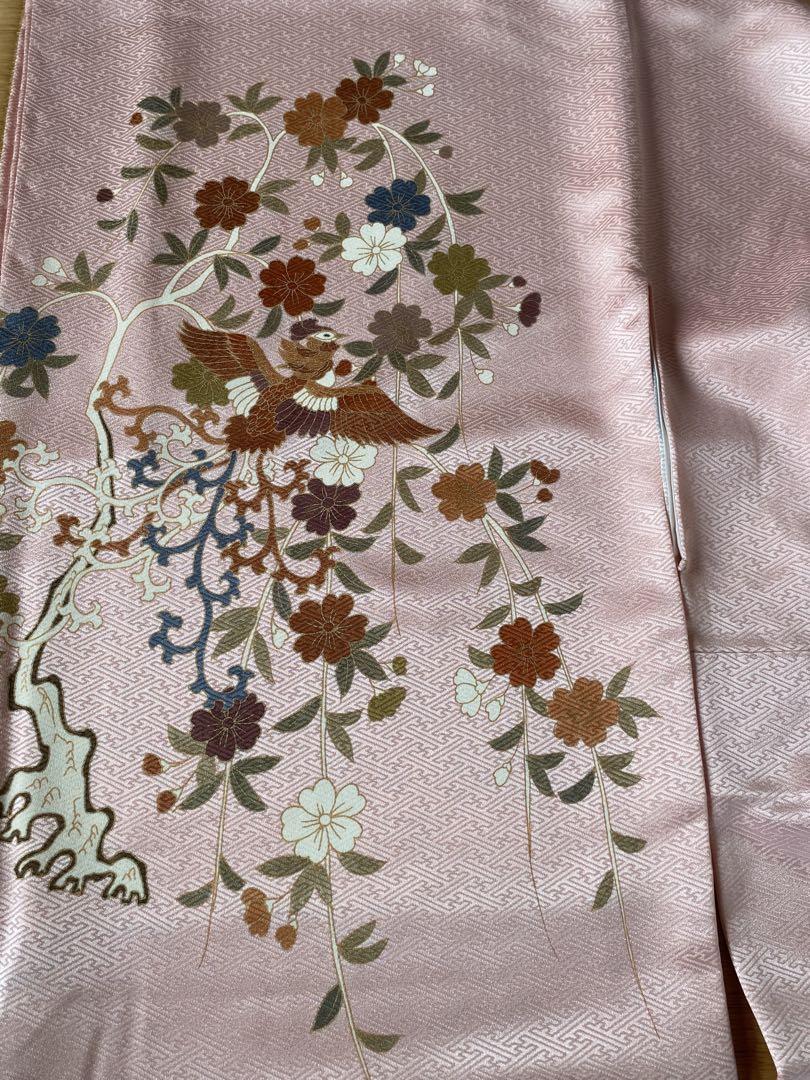 A177 正絹訪問着　友禅染に金駒刺繍　吉兆文様 慶び尽くし　花柄 波模様　豪華 A177 正絹訪問着 友禅染に金駒刺繍 吉兆文様 慶び尽くし 花柄 波