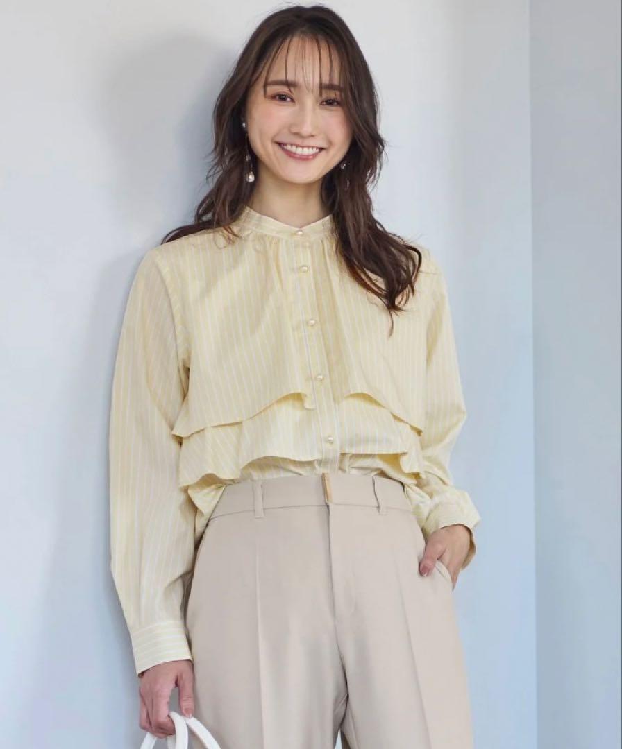 【美品】【洗える】ラッフルレイヤード ブラウス