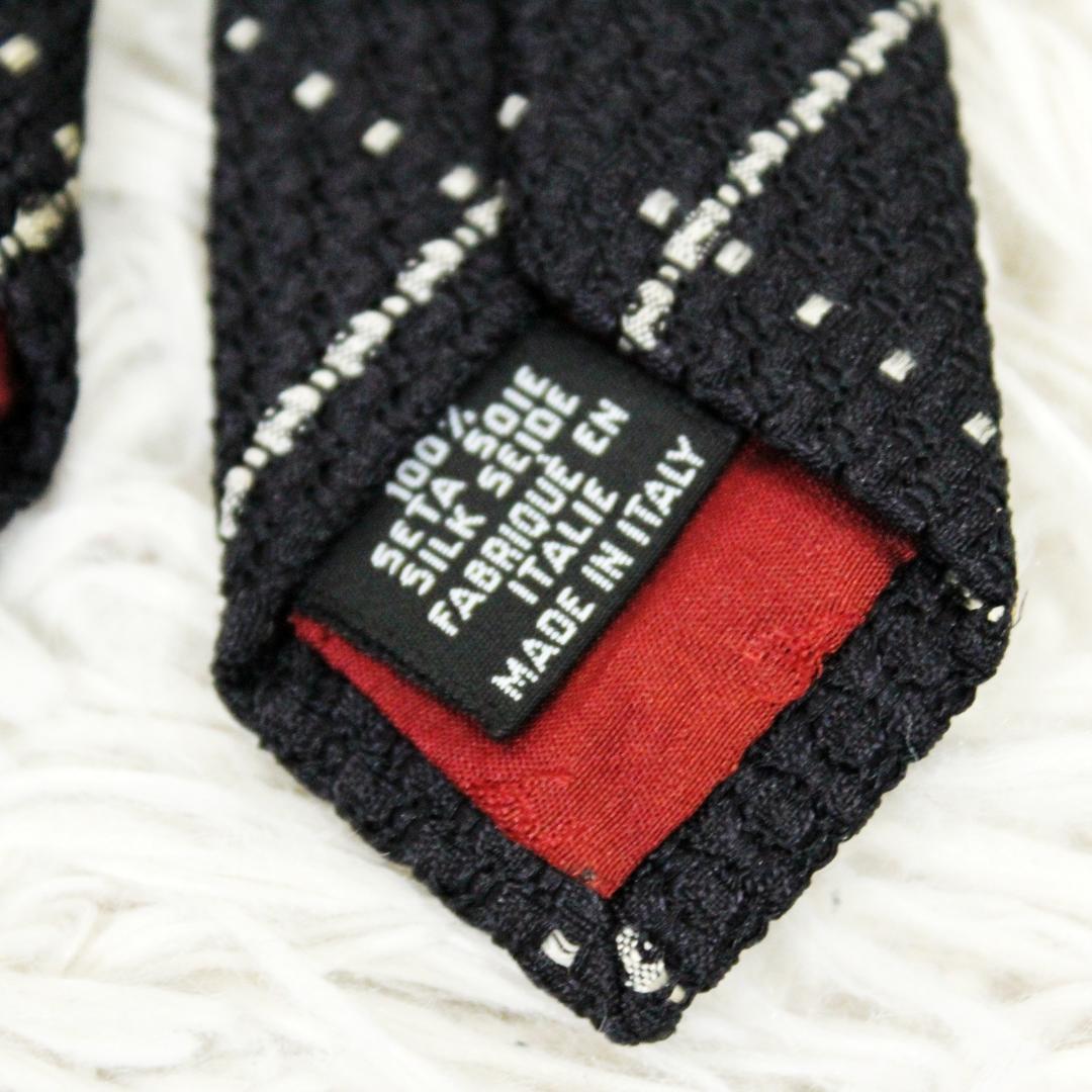 極美品 CHANEL シャネル ネクタイ 格子柄 チェーン シルク ブラック