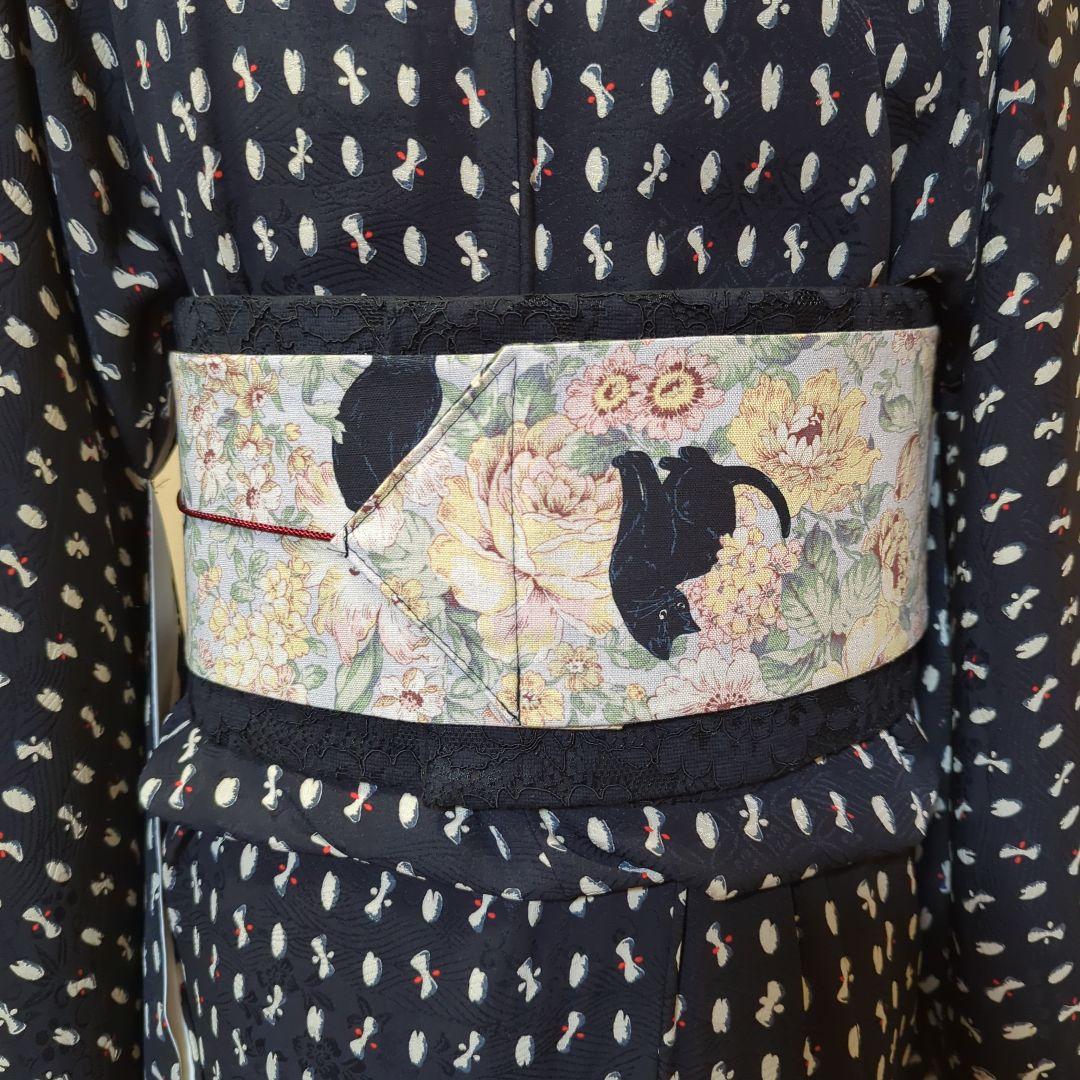 サッシュベルト No.867 黒猫×猫ダマスク 和洋折衷コーデにも