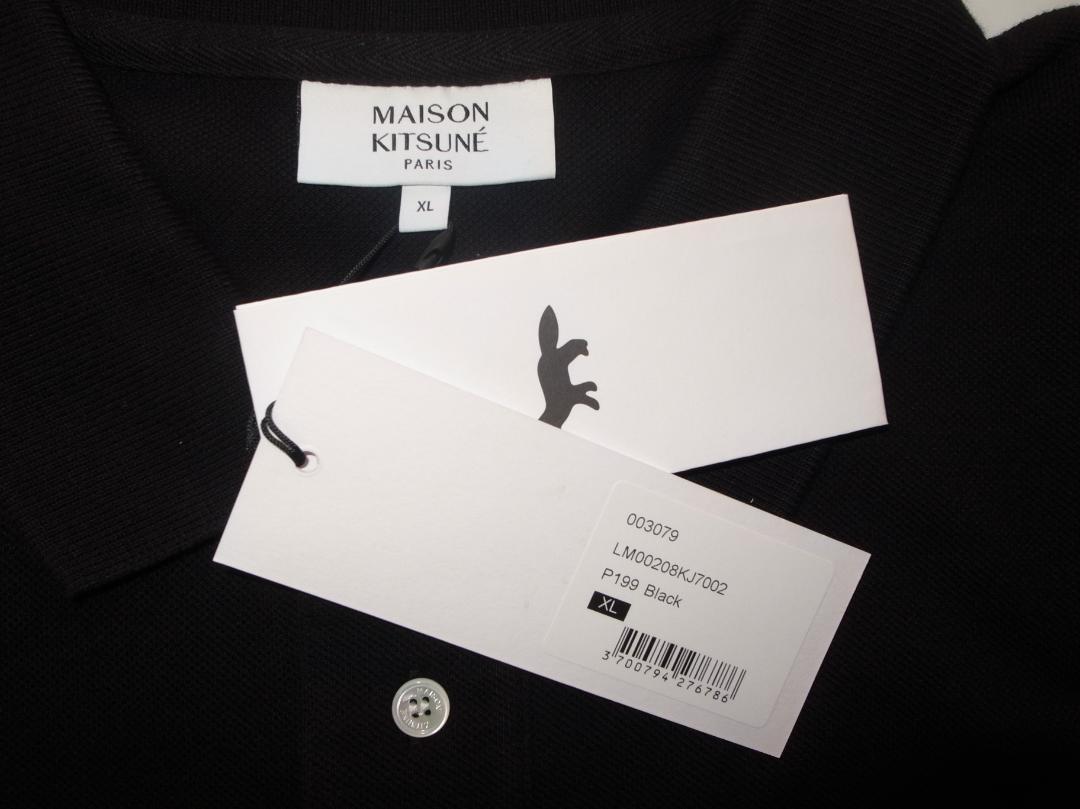 maison kitsune fox head ポロ シャツ XL black