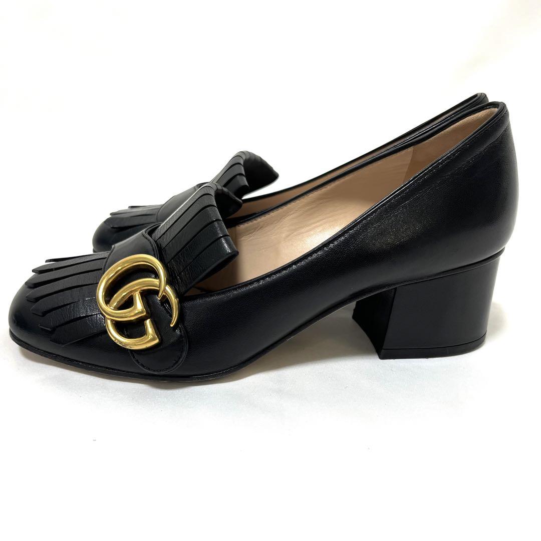 美品】GUCCI GGマーモント パンプス タッセル ブラック 34 1/2