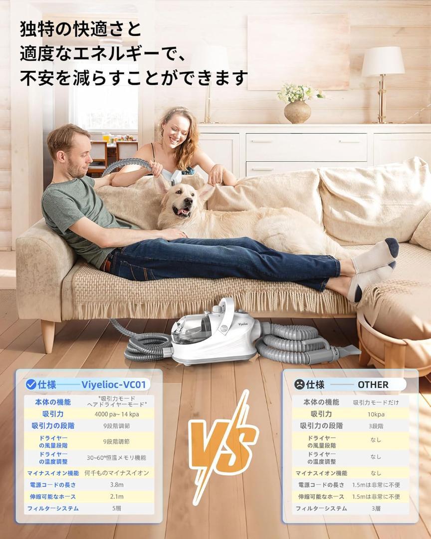 【犬用バリカン・犬 掃除機・ドライヤー】Viyelioc ペット用バリカンセット