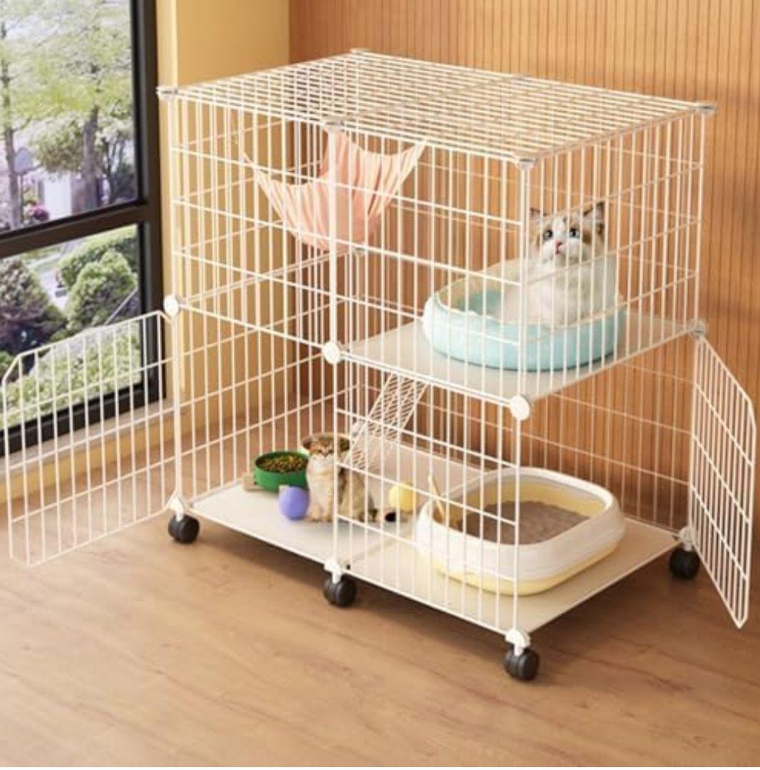 ペットゲージ 2段 猫ゲージ ゲージ 室内用 脱走防止 取付簡単 室内飼い 猫柵