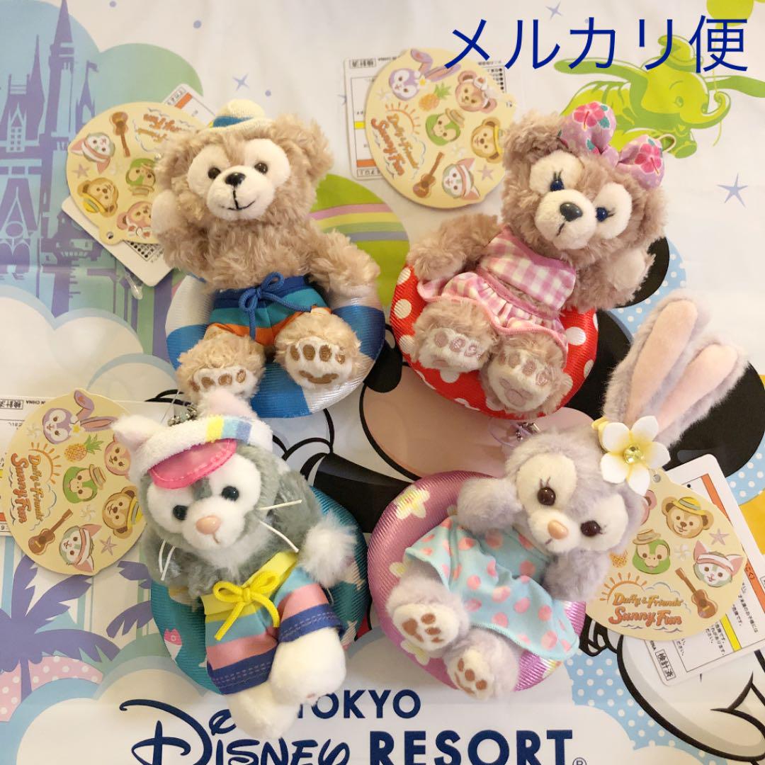 ディズニーダフィのサニーファン、ストラップ４種セット。 ダッフィー - ぬいぐるみストラップ 4種セット＊サニーファン