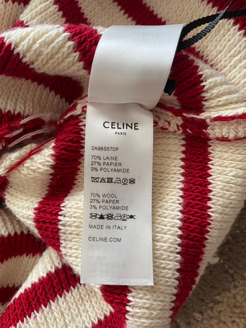 CELINE セリーヌ♡ストライプカーディガン ジャケット♡ストライプウール 赤