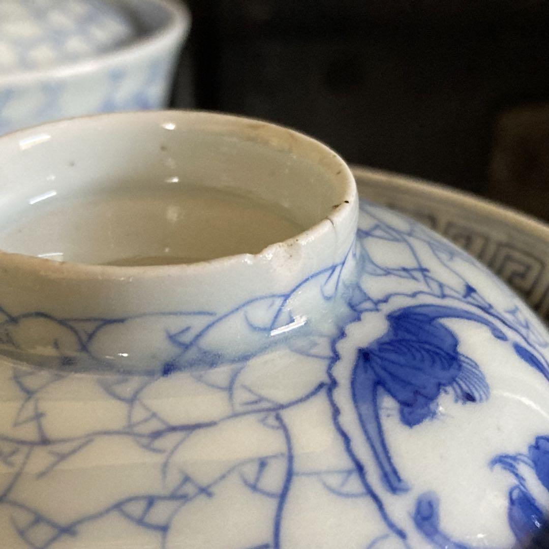 古伊万里 飯碗 蝙蝠紋 染付 画像14