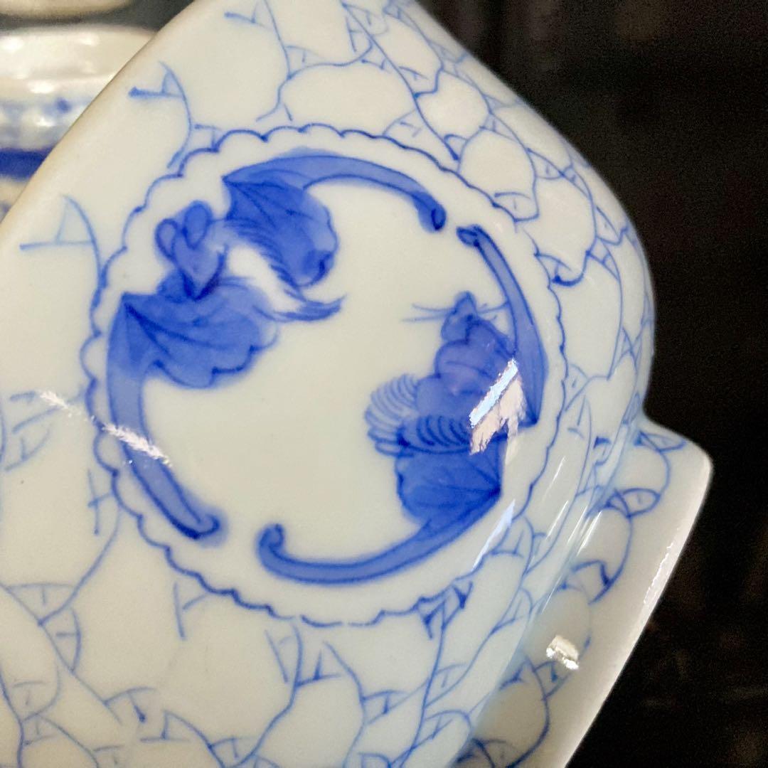 古伊万里 飯碗 蝙蝠紋 染付 画像16