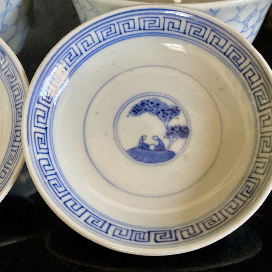 古伊万里 飯碗 蝙蝠紋 染付 画像5