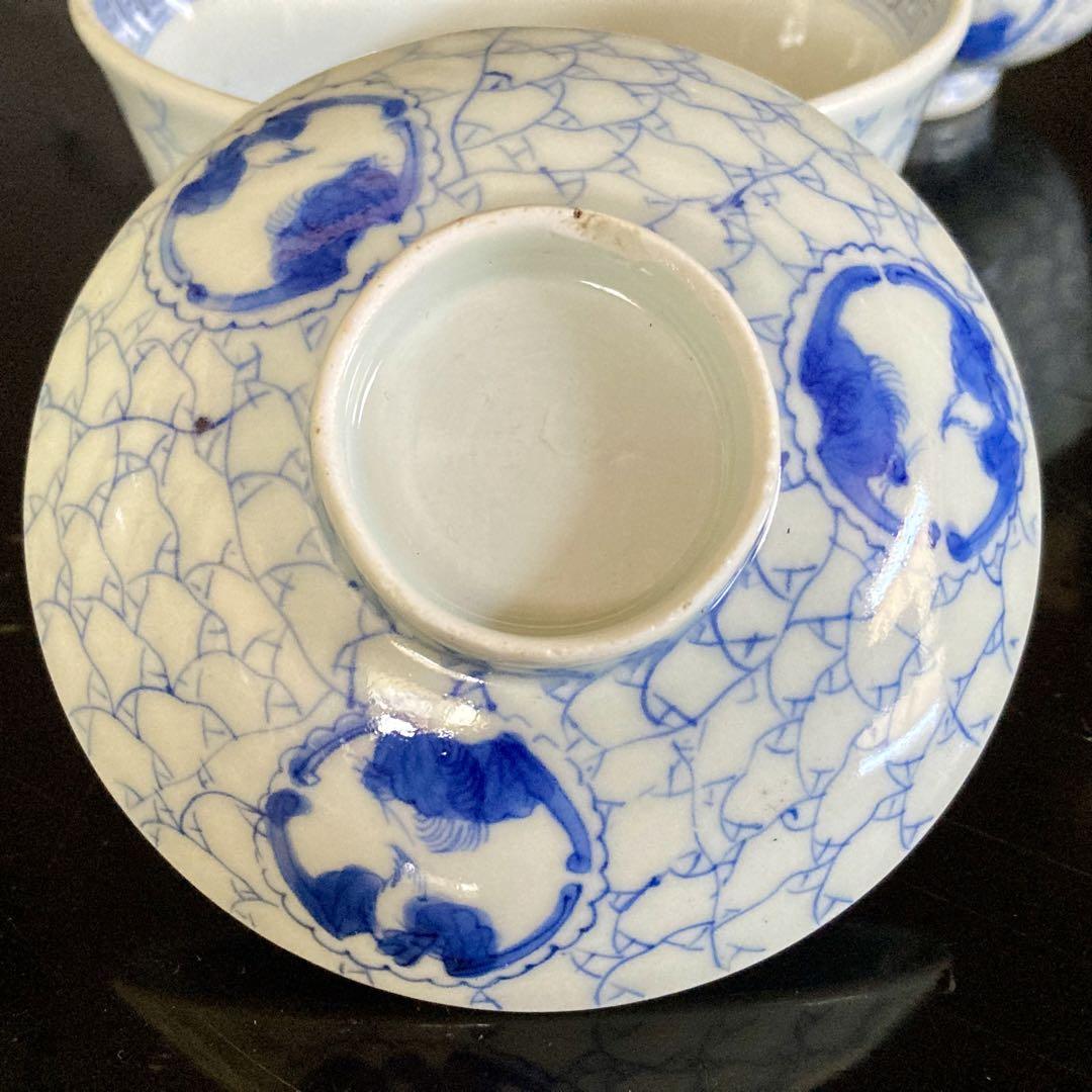 古伊万里 飯碗 蝙蝠紋 染付 画像7