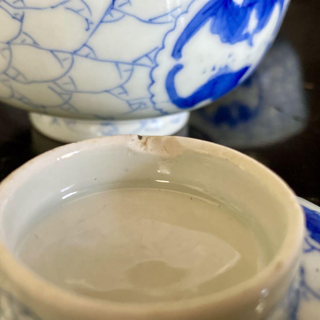 古伊万里 飯碗 蝙蝠紋 染付 画像8