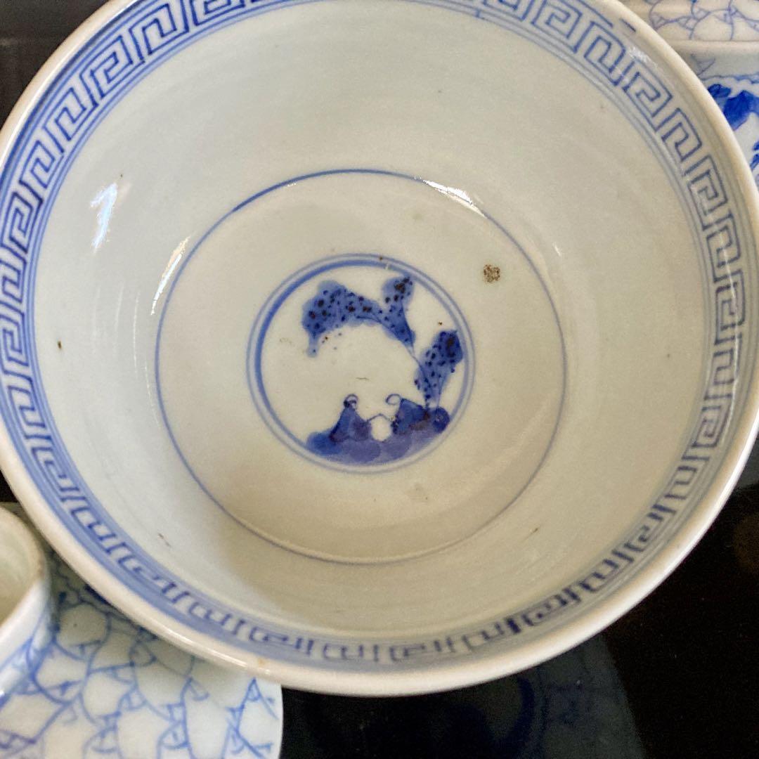 古伊万里 飯碗 蝙蝠紋 染付 画像9