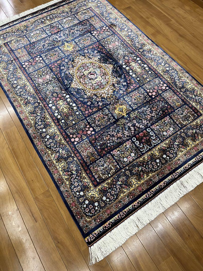 高密度シルクペルシャ絨毯｜クムデザイン｜100×150cm｜約225万ノット