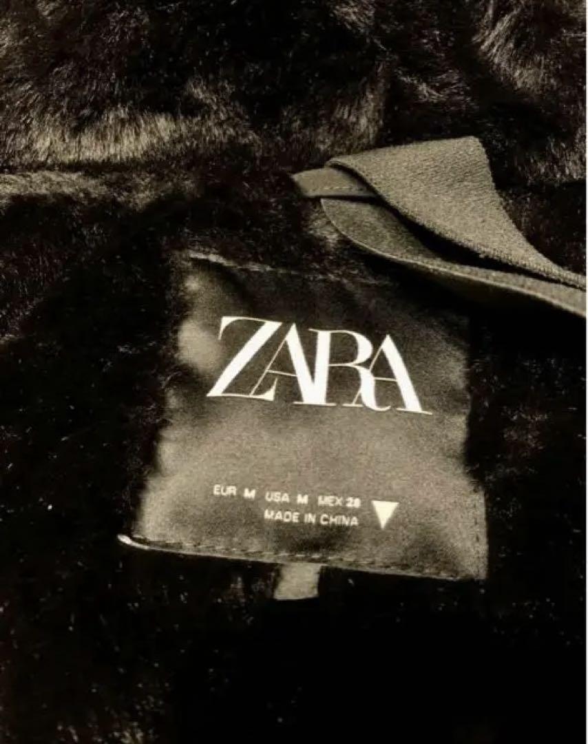 海外ブランド  ZARA 黒 ファー付きモッズコート ジャケット・アウター