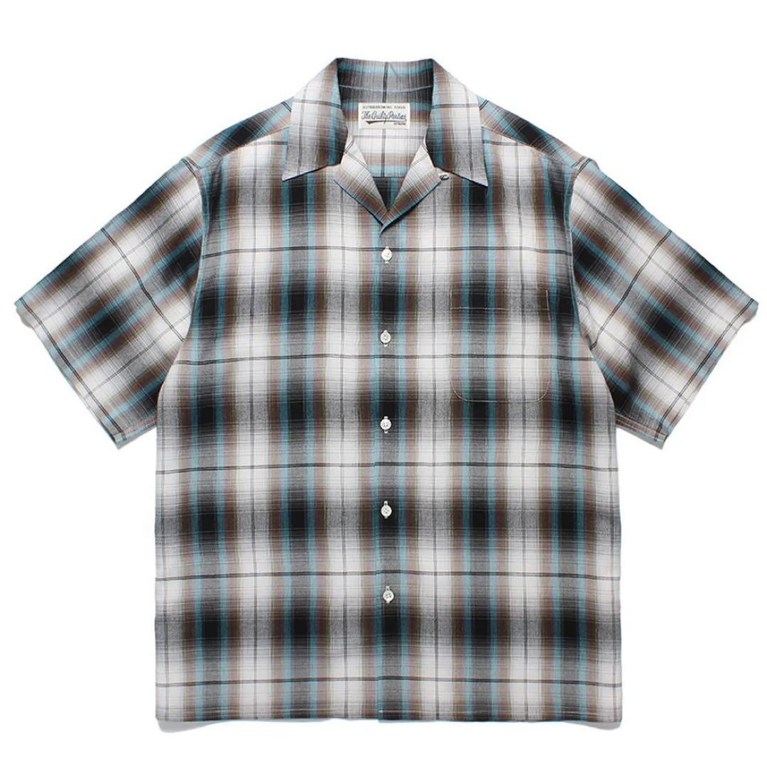 トップス WACKOMARIA OMBRE CHECK OPEN COLLAR SHIRT