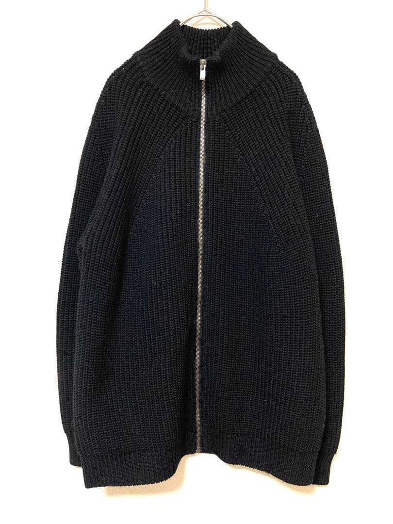 バトナー ウール ドライバーズ ジップアップニット ローゲージ ブラック 黒S・BATONER