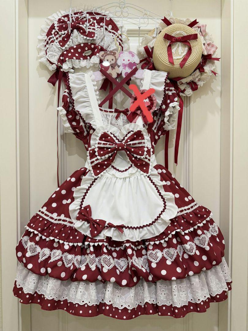 【韓嬢・苺のbobo】ゴスロリ・ロリータドレス OP 半袖 甘ロリ メイド服