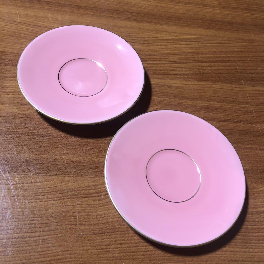 深川製磁 茶托 コースター 小皿 菓子皿 和菓子皿 ピンク 金彩 茶道具 深川