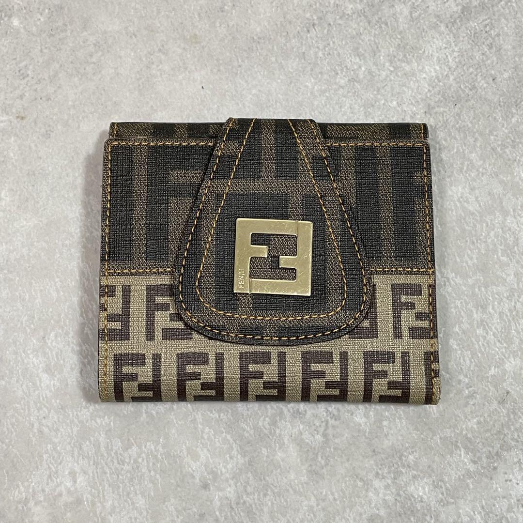 希少　FENDI フェンディ　二つ折り財布　マンマ　ズッカ　ズッキーノ