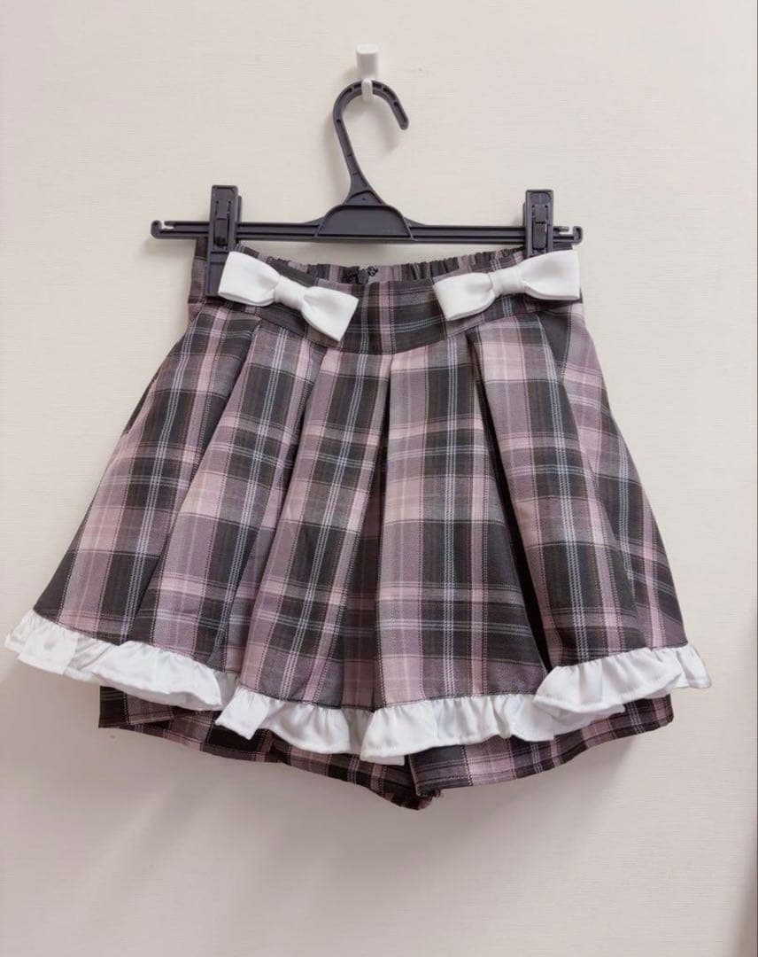 Ank Rouge セットアップ チェックリボンスカパン