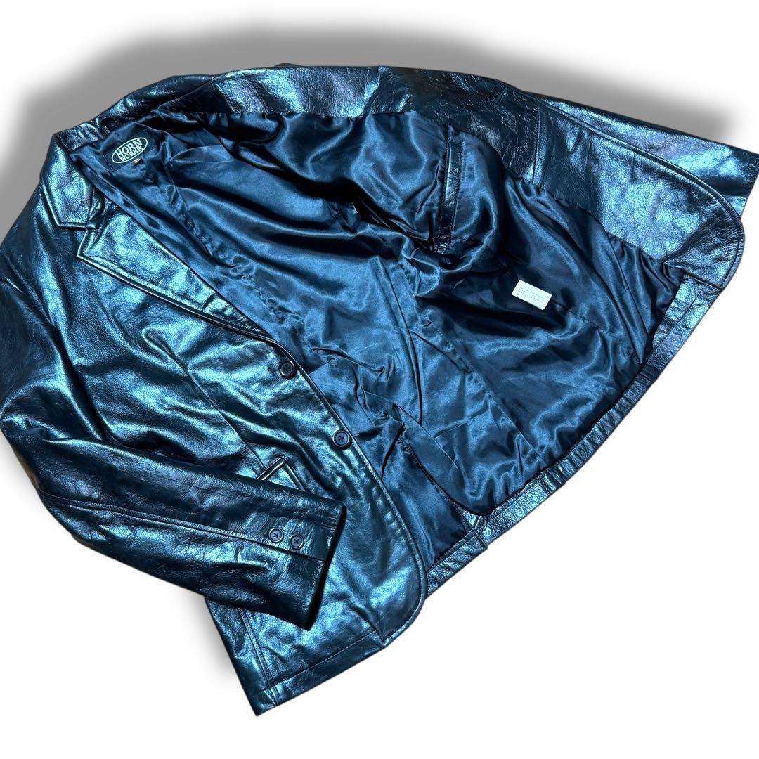 美品 バッファローレザー 牛革 メンズ テーラードジャケット 黒 ブラック 3L