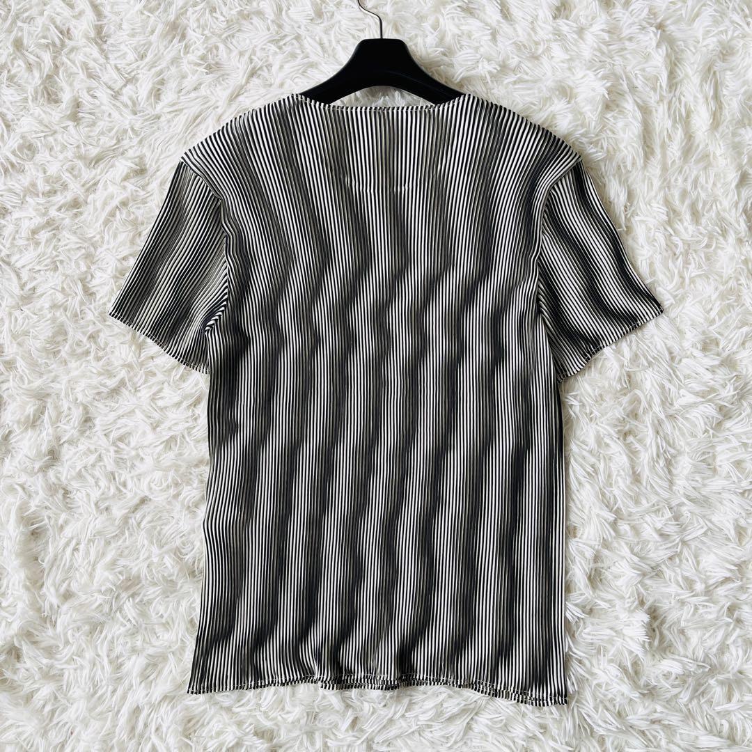 お得セット Tシャツ 希少✨】イッセイミヤケ ウェーブ柄 レディース L 白 黒 トップス