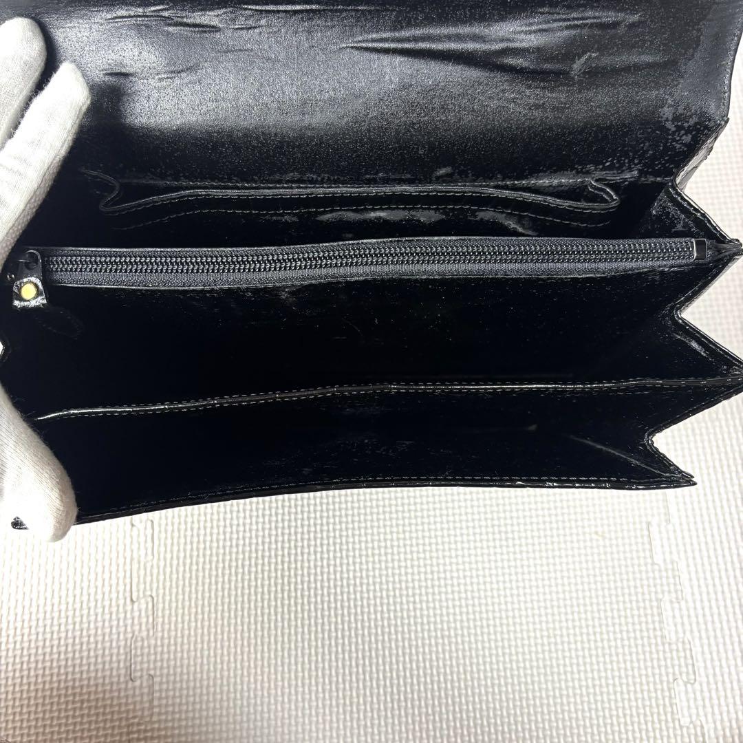 美品 アミエット カイマン ハンドバッグ シャイニングクロコ
