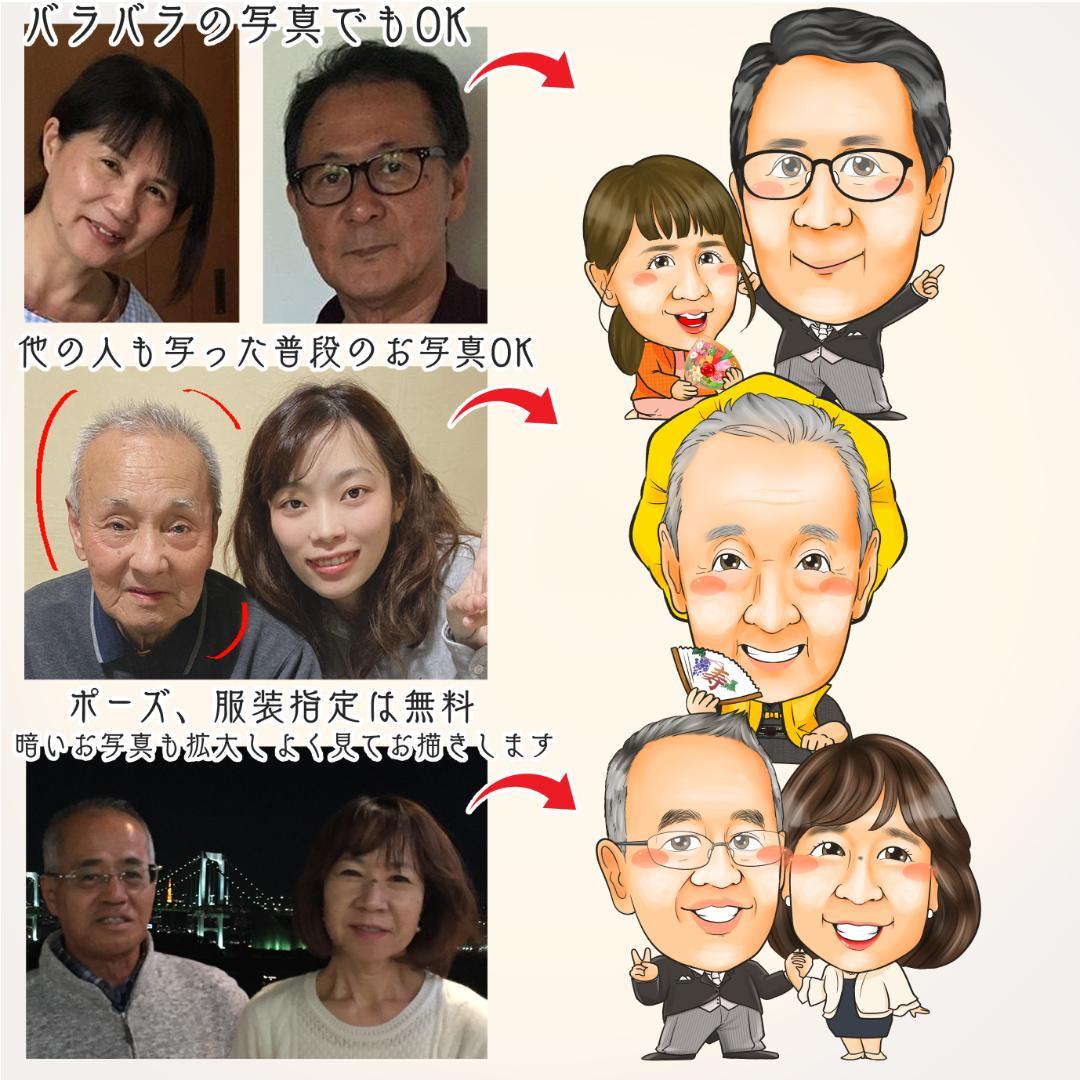 似顔絵結婚式両親贈呈品／両親贈答品・２名・仄かに薫る桃
