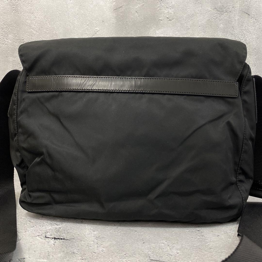 極上美品 PRADA プラダ テスートナイロン レザー メッセンジャー バッグ