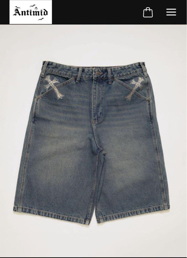 Antimid】CROSS DENIM SHORTS デニムジョーツ