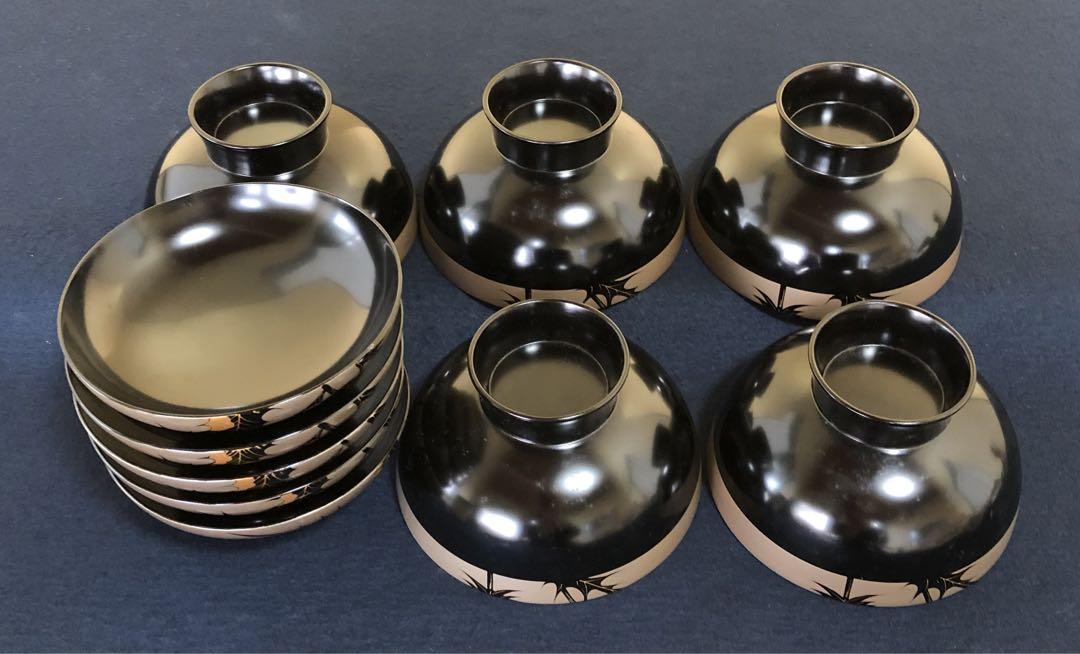 美術漆器 輪島塗 吸物椀5客 木製漆器 木箱 上代4万 250701D5