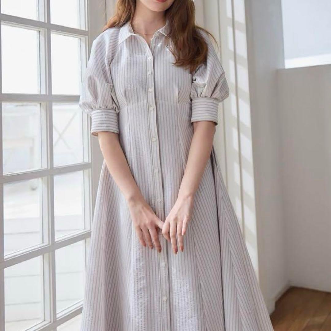 Herlipto Volume Sleeve Stripe Dres Herlipto Volume Sleeve Stripe Dres