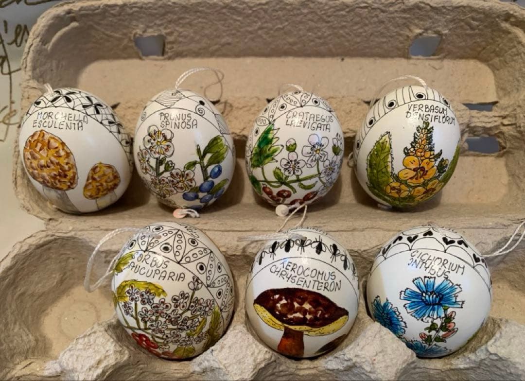 手書きの卵 ザルツガラスオーナメント4種類セット