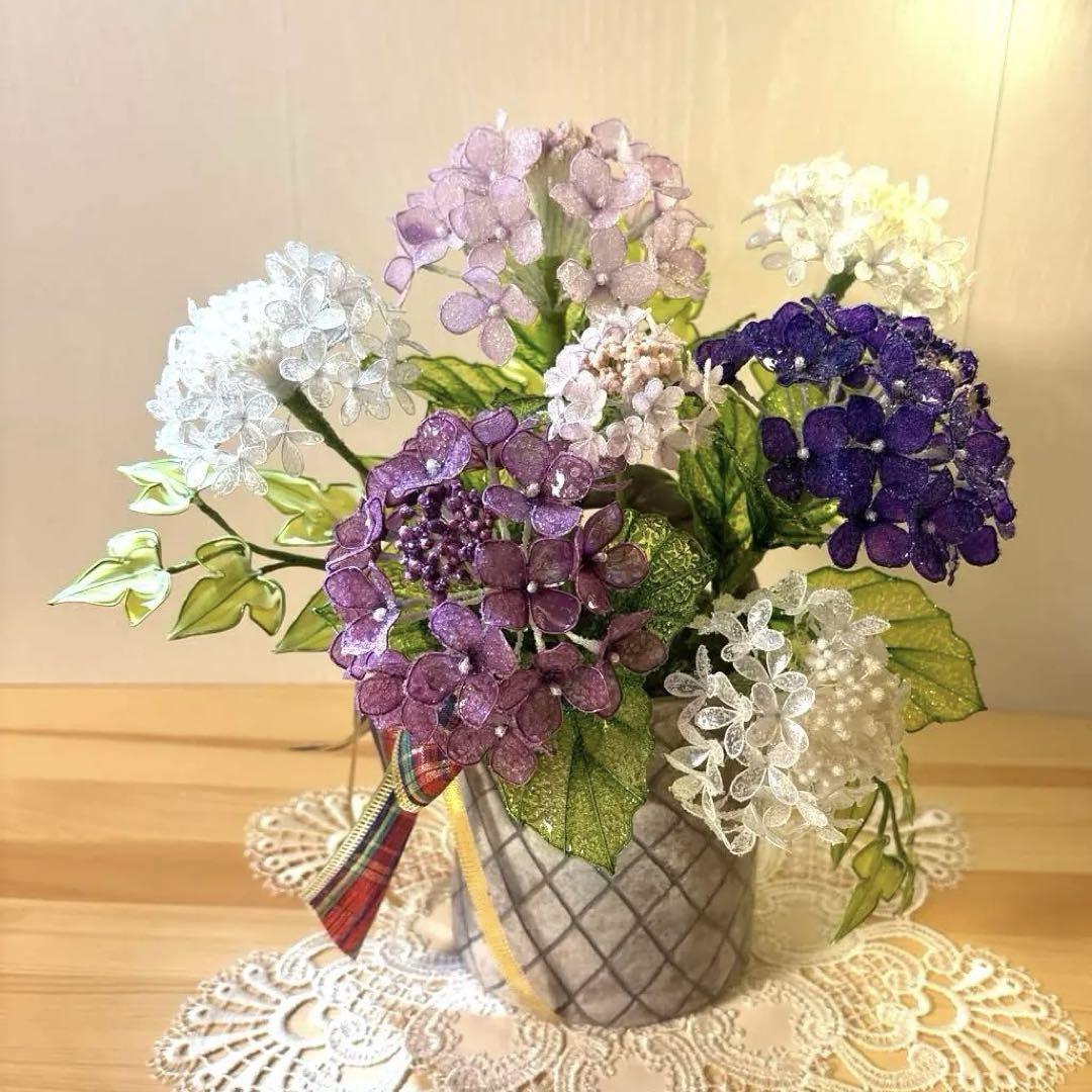アメリカンフラワー・ディップフラワー・ディップアートの紫陽花
